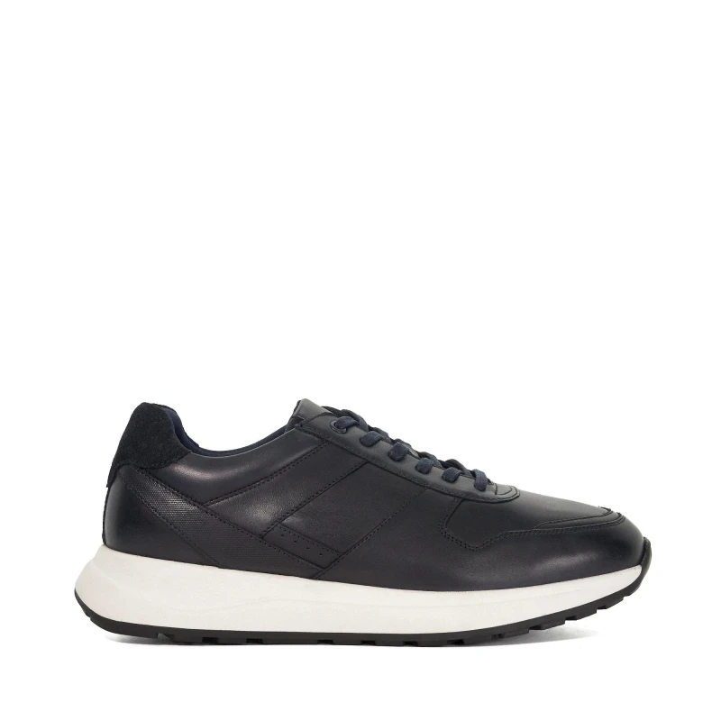 Image of Dune London Mens Tris Low-Top Trainers Navy Lthr male 7 (41)