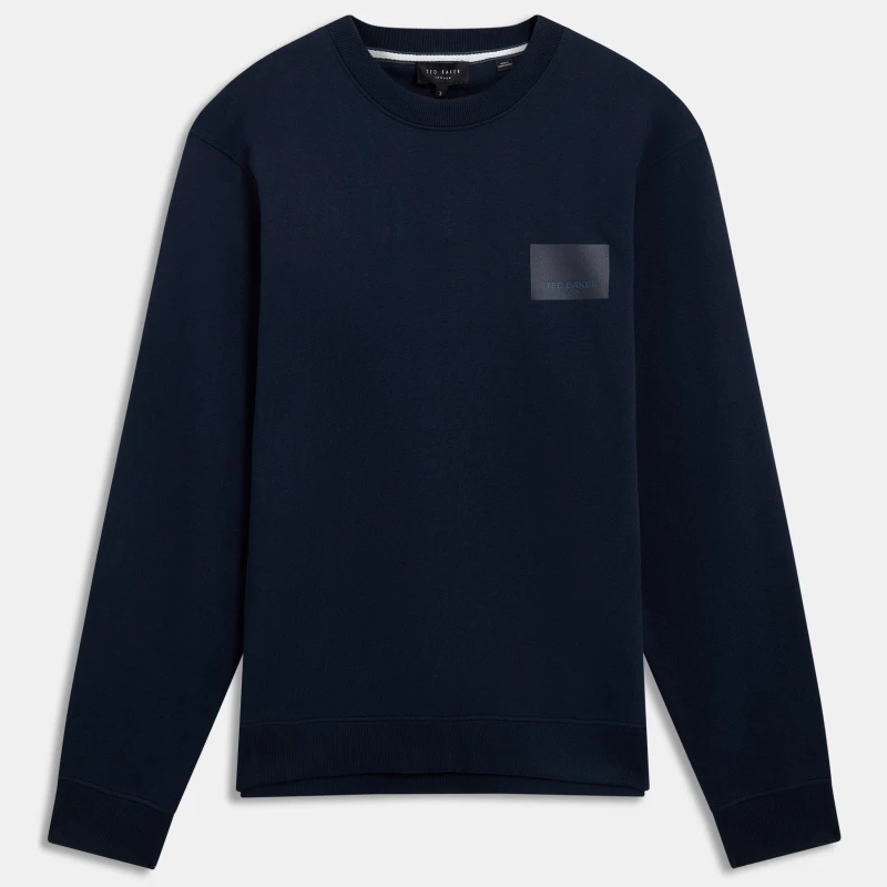 Image of Ted Baker LS Logo Patch Sweatshirt Navy male XS (1)