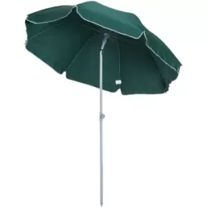 image of Outsunny 2.2m Tilt Garden Parasol Beach Umbrella Patio Sun Shade Dark Green