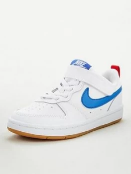 Image of Nike Court Borough Low 2 Childrens Trainers - White/Blue, Size 11