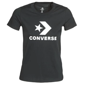 image of Converse STAR CHEVRON TEE womens T shirt in Black - Sizes S,M,L,XL