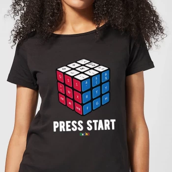 Image of Press Start Womens T-Shirt - Black - L - Black