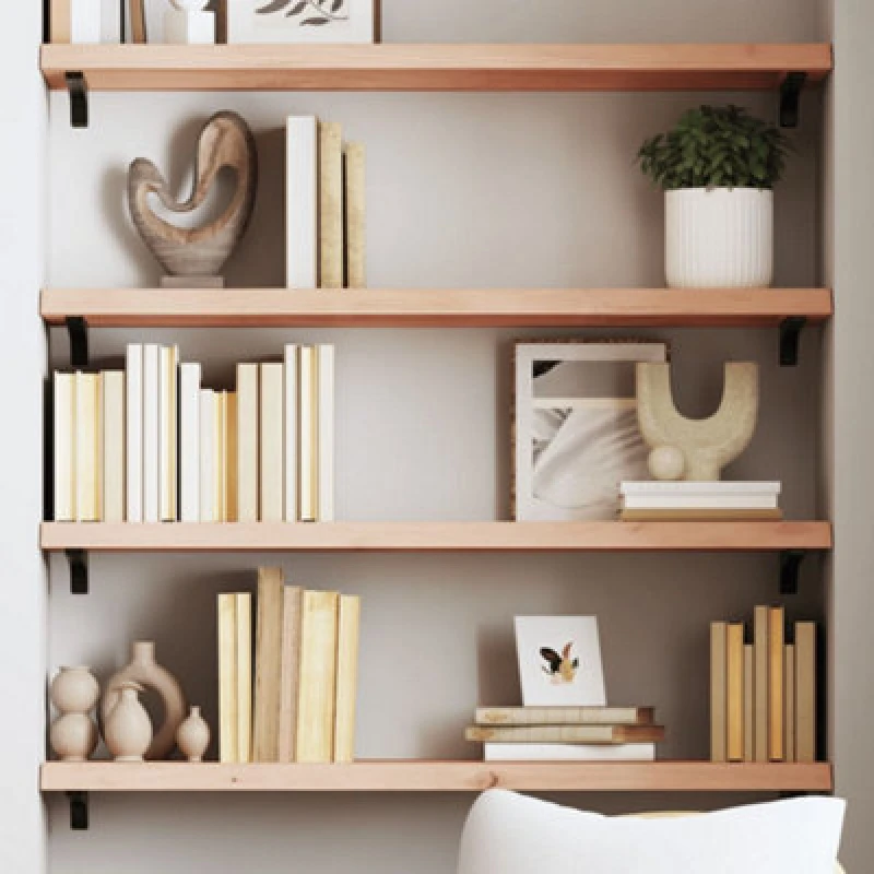 Image of VIDAXL Vidaxl - Wall Shelf 80x30x(2-4) cm Untreated Solid Wood Oak 8720845812645