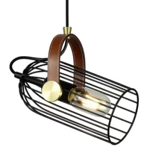 image of Italux Antoin - Industrial And Retro Hanging Pendant Black 1 Light , E27