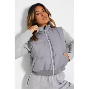 Image of I Saw It First Rib Hem Crop Gilet - Grey