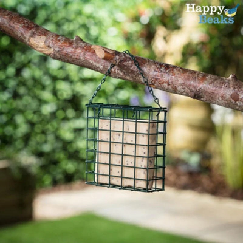 Image of Garden Gear Premium High Energy Suet Blocks Seeded Flavour Garden Bird Feed Treat Happy Beaks (6 Pack)