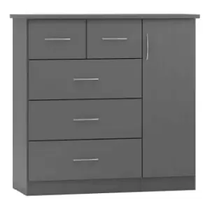 image of Seconique Nevada 5 Drawer Low Wardrobe - 3D Effect Grey