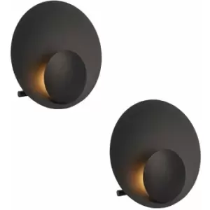 Image of 2 pack Black Large Modern Table Lamp Light - Integrated LED - 3000K Warm White