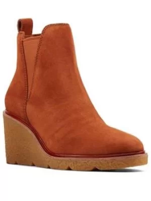 Image of Clarks Clarkford Wedged Boot, Tan, Size 3, Women