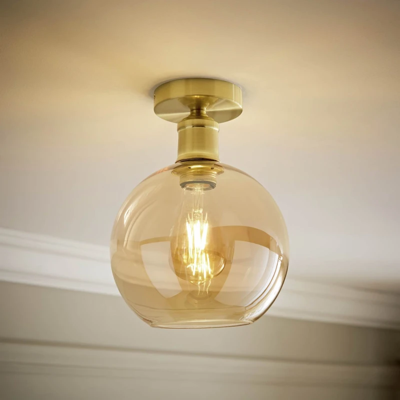 Image of ValueLights ValueLights Bellamy Metal Flush Ceiling Light - Gold