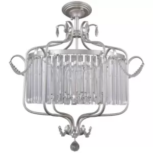 image of Italux Rinaldo - Classic Hanging Pendant Champagne Silver 6 Light , E14