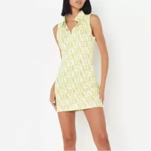 Missguided Repeat Print Polo Mini Dress - Yellow