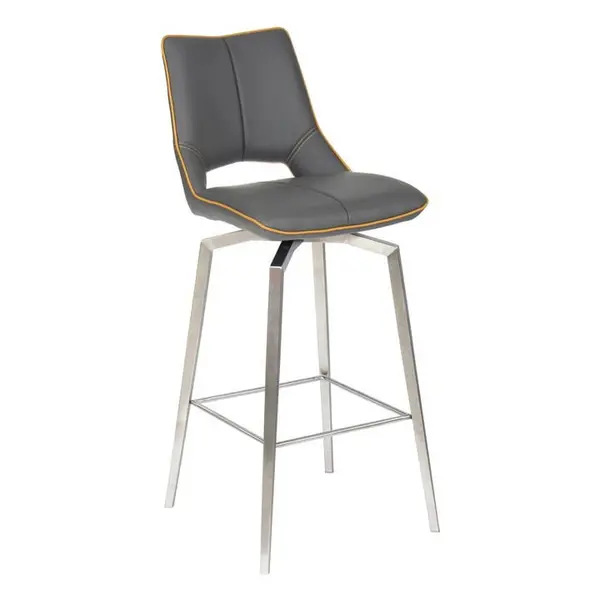 Image of Shankar Mako Swivel Leather Effect Graphite Grey Bar Chair - Grey 5542104