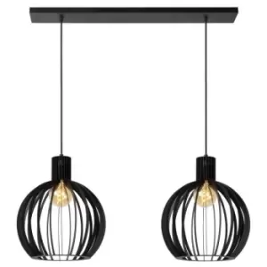 image of Lucide MIKAELA - Bar Pendant Light - 2xE27 - Black