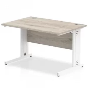 image of Impulse 1000/800 Rectangle White Cable Managed Leg Desk Grey Oak