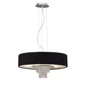 Image of Nerissa Ceiling Pendant with Black Shade 6 Light Polished Chrome, Crystal
