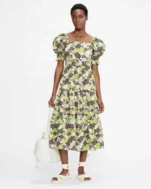 Image of Ted Baker Puff Sleeve Tiered Midi Dress