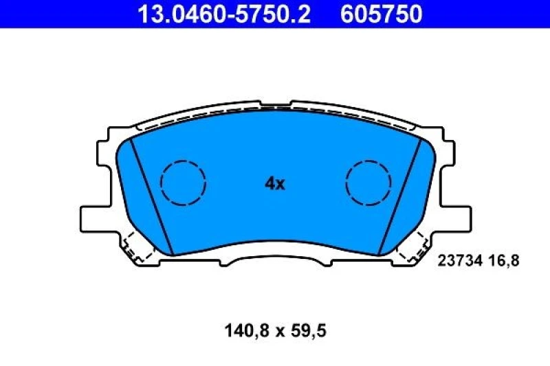 Image of ATE 13.0460-5750.2 Brake pad set excl. wear warning contact Brake Pad Set,disc brake (402)