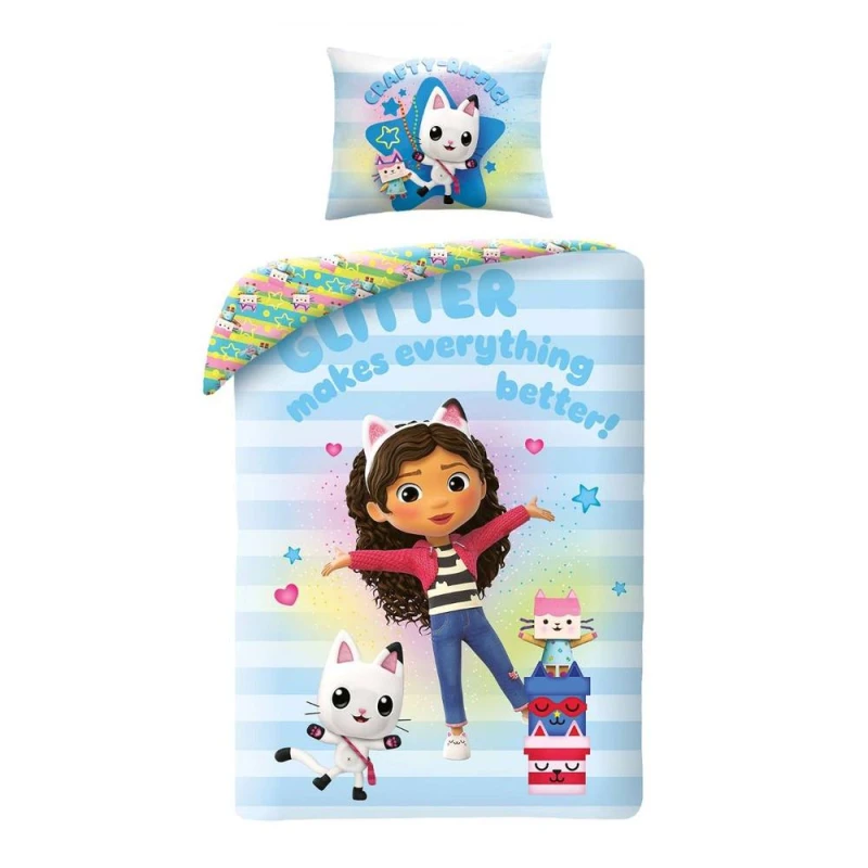 Image of Gabby's Dollhouse Duvet Cover Set in Bright Blue Size: Single Bright Blue Unisex Single