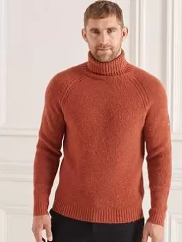 Image of Superdry Studios Chunky Roll Neck, Rust Size M Men
