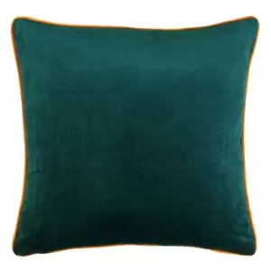 Image of Meridian Velvet Cushion Teal/Clementine