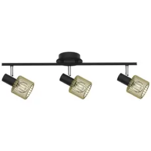 image of Zumaline Martin Ceiling Spotlight Bar, Black, Gold, 3x E14