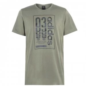 image of adidas Box Logo Mens T-Shirt - Khaki/Black