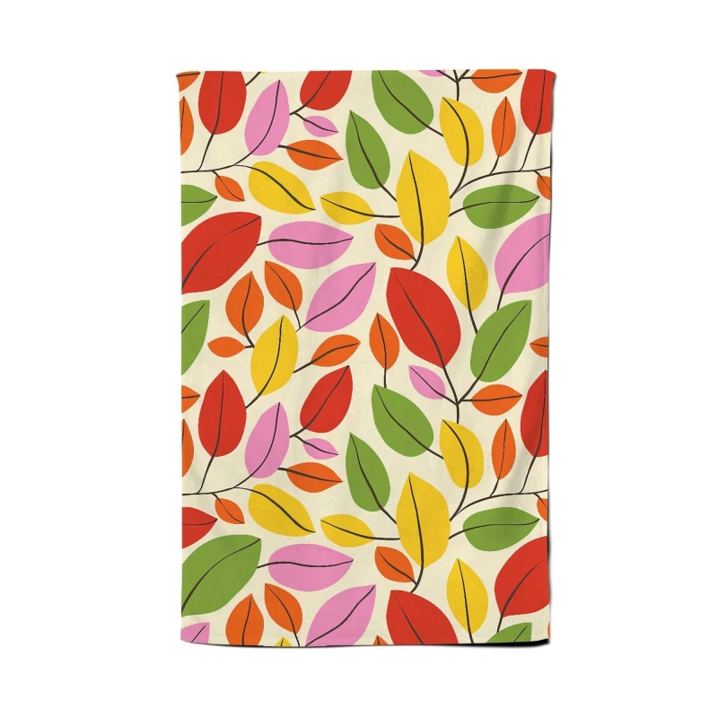Image of Warren Reed - Designer Autumn Leaves Tea Towel in Red Red Unisex