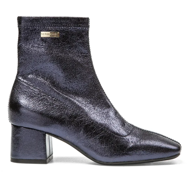 Image of LES TROPEZIENNES PAR M.BELARBI Daniela Metallic Ankle Boots with Heel Iridescent Blue Women 36 (3.5);37 (4);38 (5);39 (5.5 to 6);40 (6.5);41 (7)