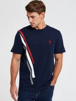 U.S. Polo Assn. Side Stripe T-Shirt - Navy, Size L, Men