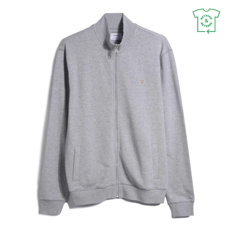 Image of Farah Vance Full Zip Sweat - Grey Grey XS