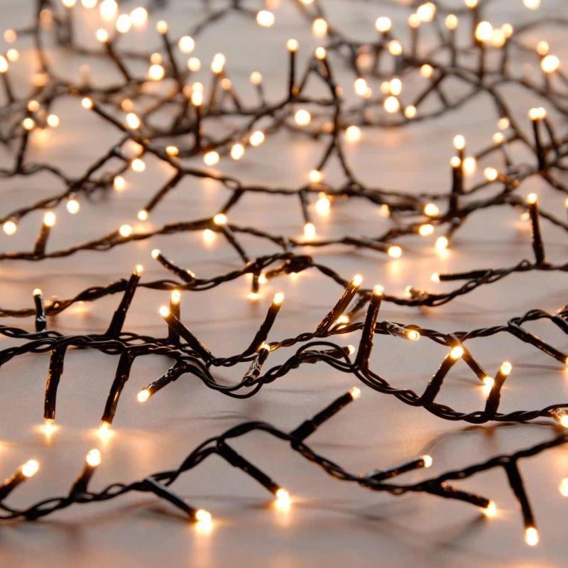 Image of Festive Indoor & Outdoor 8ft Christmas Tree Compact Lights 1500 Warm White LEDs