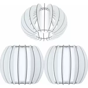 Image of Low Ceiling Light & 2x Matching Wall Lights White Wood & White Glass Shade Lamp