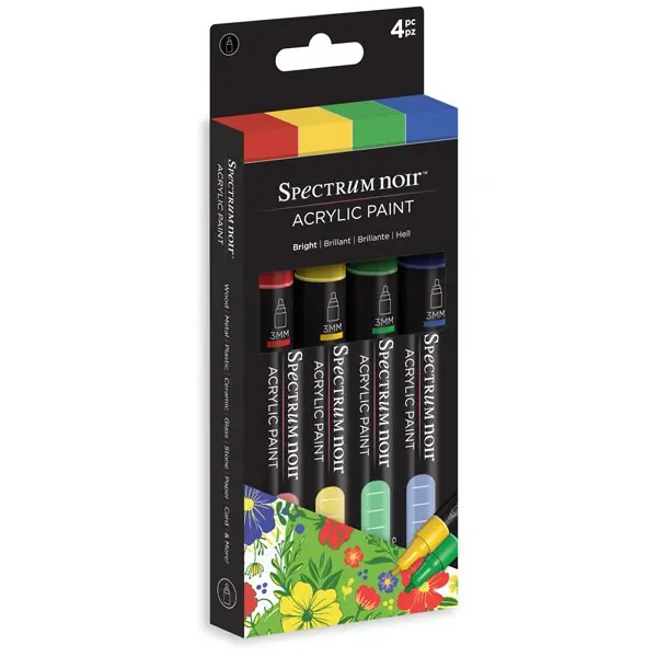 image of Spectrum Noir Acrylic Paint Marker Pen Set Bright Set of 4