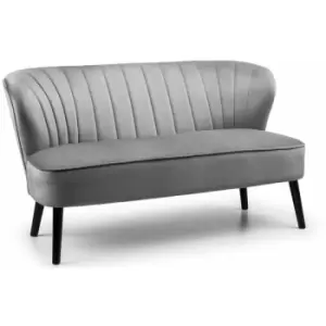 image of Coco 2 Seater Luxurious Sofa, Light Grey Soft Velvet with Black Solid Wood Legs