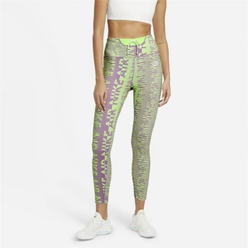 image of Nike Air Epic Fast Womens 7/8 Printed Running Tights - Lime Glow