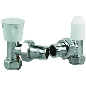 image of Wickes Angled Chrome Radiator Valves - 15mm Pack of 2