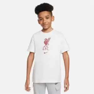 Image of Nike Liverpool FC Short Sleeve Crest T Shirt Juniors - White