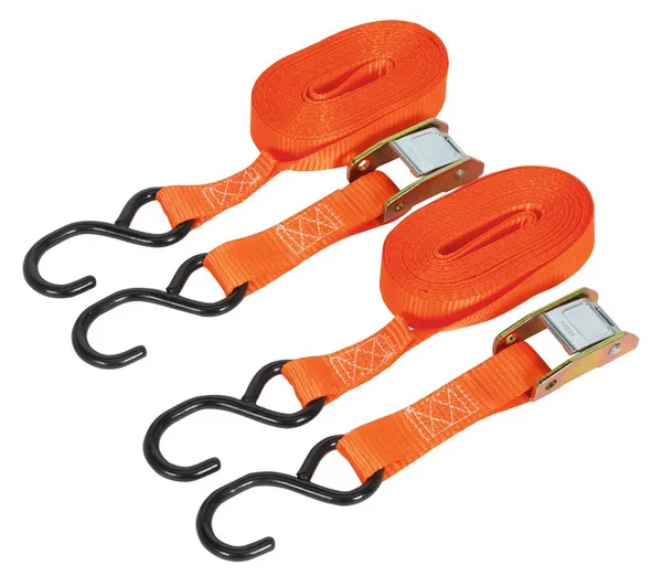 image of Sealey TD2550CS Cam Buckle Tie Down 25mm x 5mtr Webbing S Hooks 250kg Load