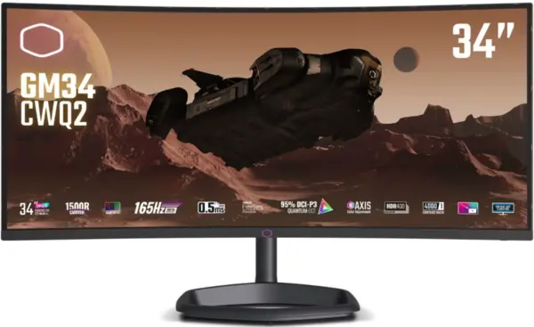 image of Cooler Master 34" GM34-CWQ2 UltraWide Quad HD Curved Gaming LED Monitor