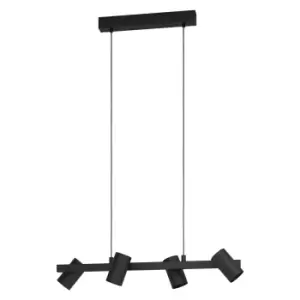 Image of Pendant Ceiling Light 4 Spots Track Colour Black Shade Bulb E14 4x25W