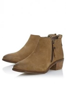 Dune London Putnam Reptile Embossed Cropped Ankle Boots - Taupe