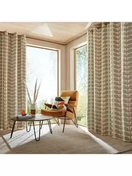 image of Orla Kiely Two Colour Stem Lined Eyelet Curtains