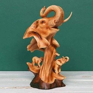 Image of Naturecraft Wood Effect Resin Figurine - Elephant