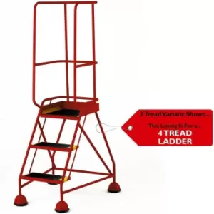 Image of 5 Tread Mobile Warehouse Steps & Guardrail RED 2.2m Portable Safety Stairs