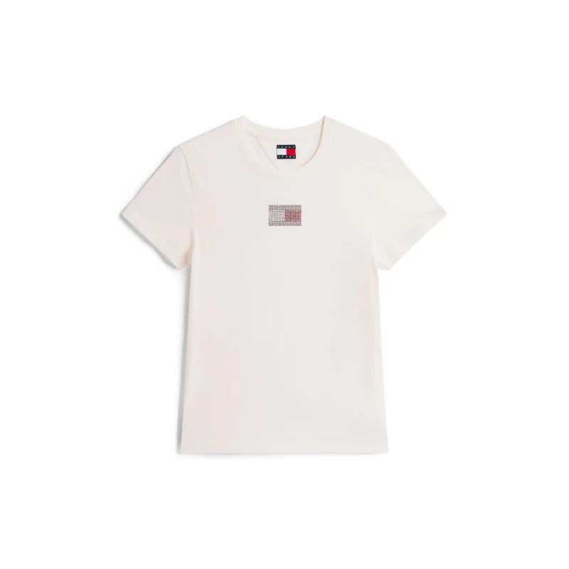 Image of Tommy Jeans Womens TJ Part Flag Regular Fit T-Shirt Ancient White female 8 (XS)