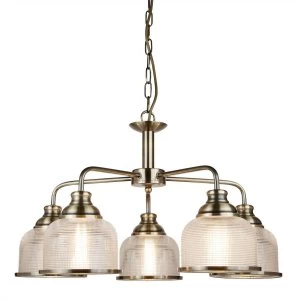Image of 5 Light Multi Arm Ceiling Pendant White, Antique Brass, E27