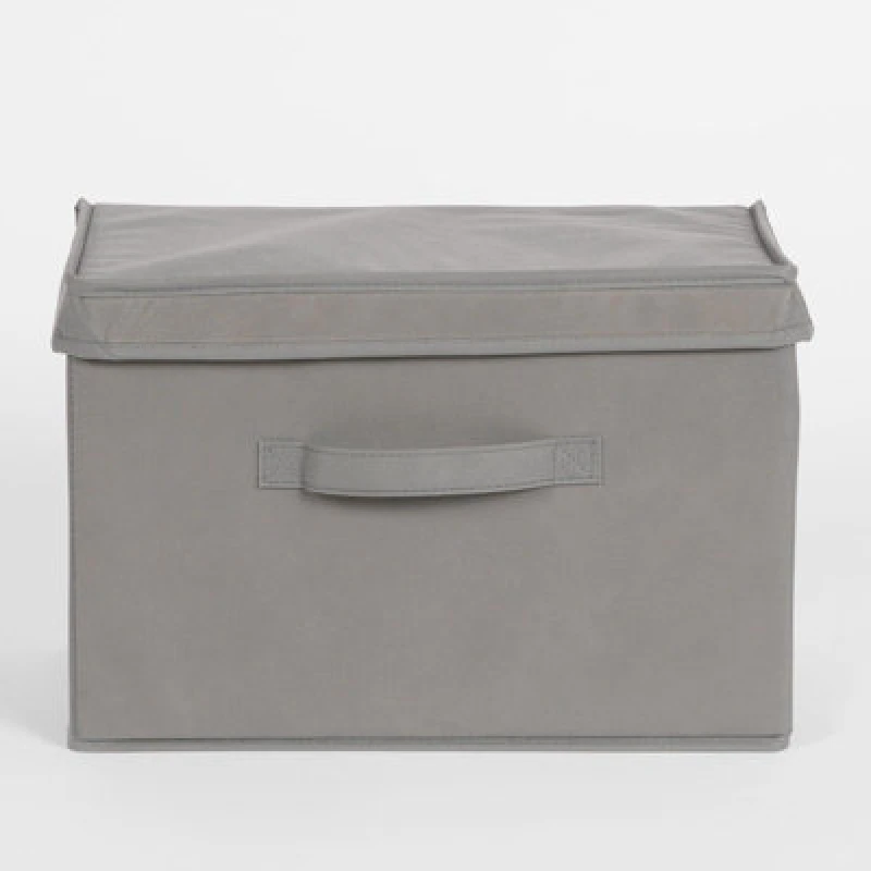Image of OHS OHS Foldable Fabric Storage Box Lid Toys Books Organiser Space Saving Clothes Bin in Charcoal Charcoal One Size Unisex 5027434203390