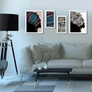 Image of 4P3040BCT025 Multicolor Decorative Framed MDF Painting (4 Pieces)