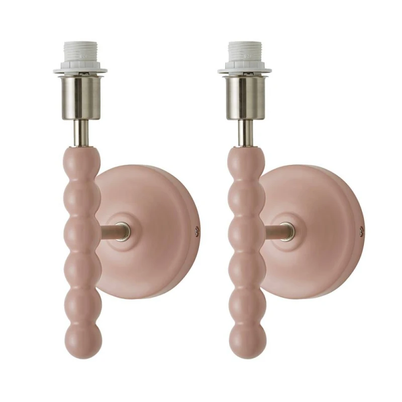 Image of ValueLights Bobbins Pair of Pastel Bobble Style Wall Light Bases in Pale Pink Pale Pink Unisex